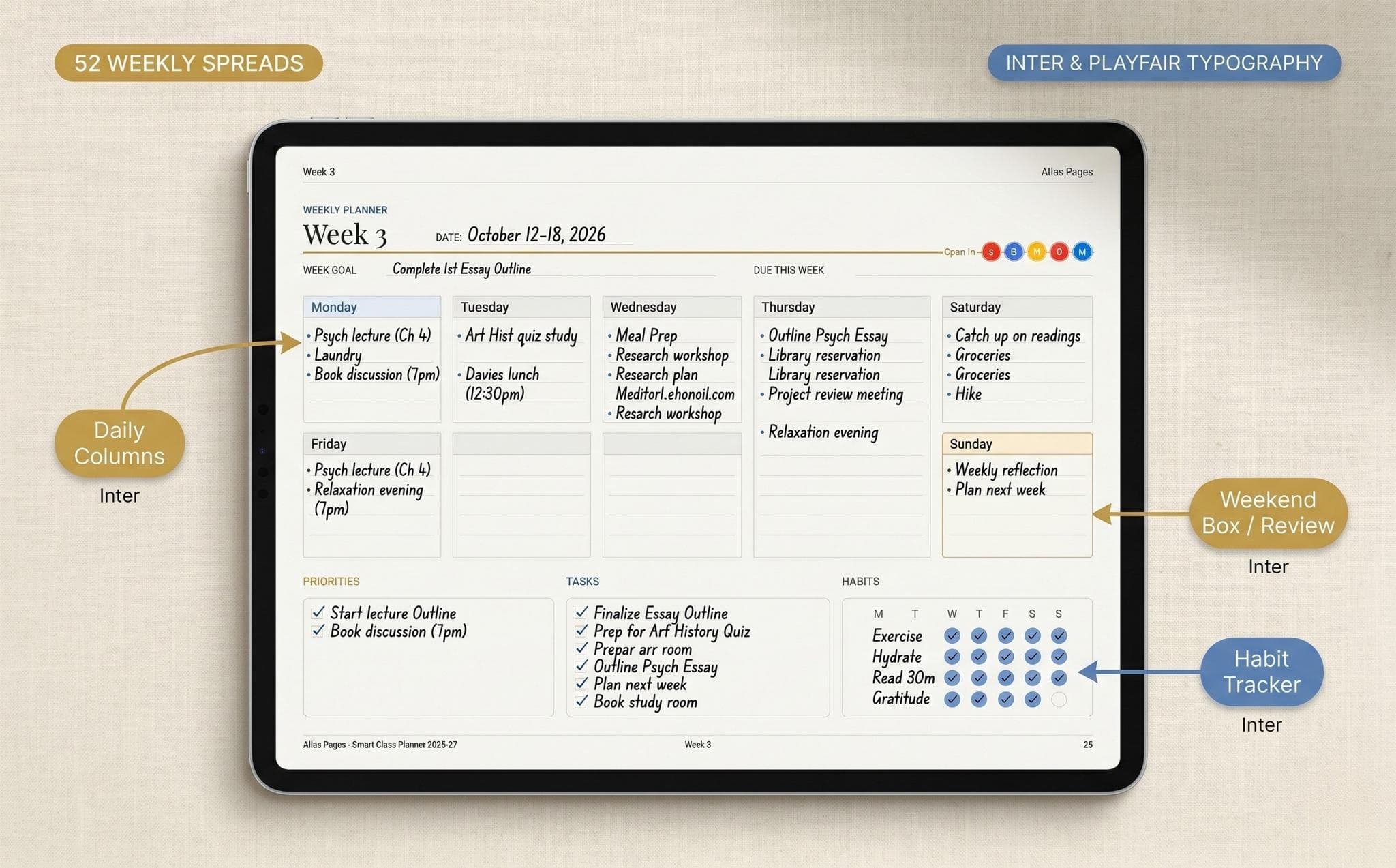 Smart Class Planner 2026-27 GoodNotes Digital Planner Cornell Notes iPad Template Fully Hyperlinked - Image 4