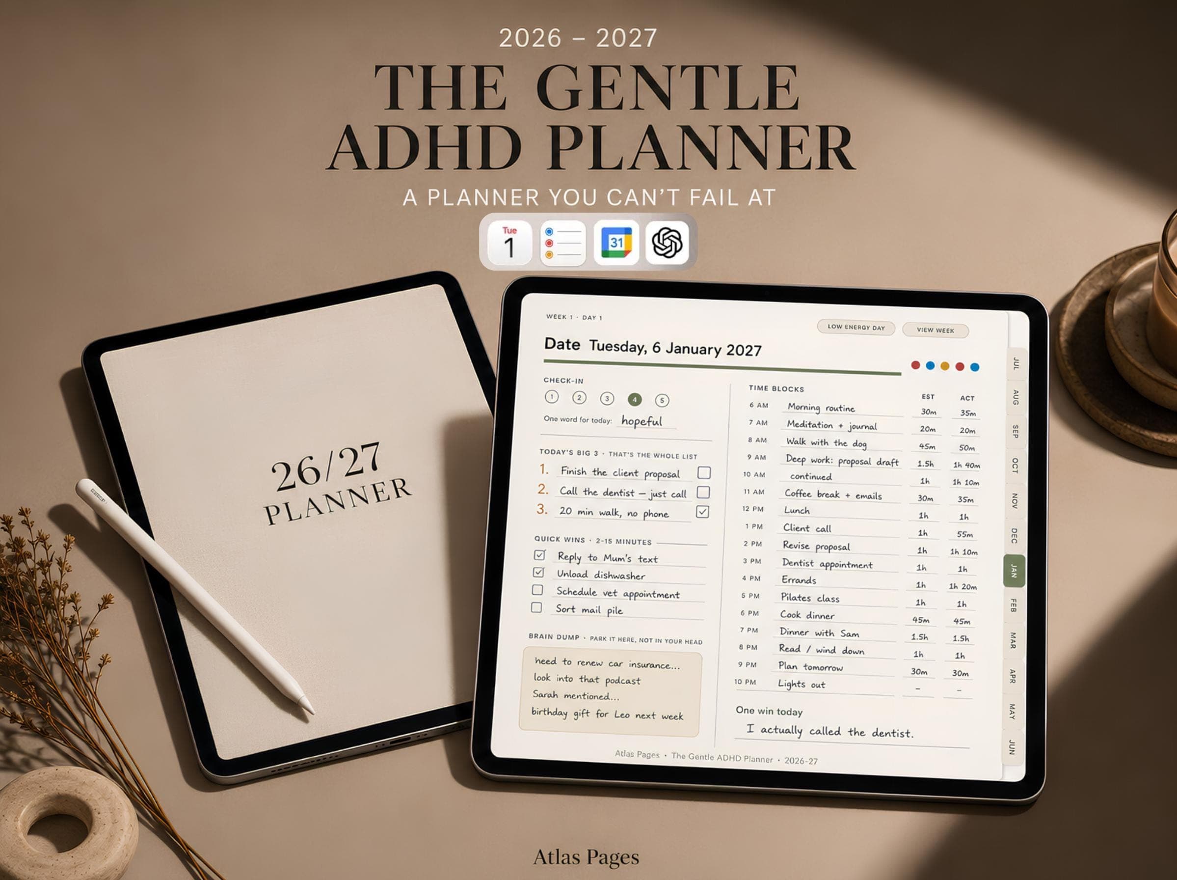 ADHD Planner 2026-2027, Undated Daily Weekly Monthly (Digital Download) - Image 1