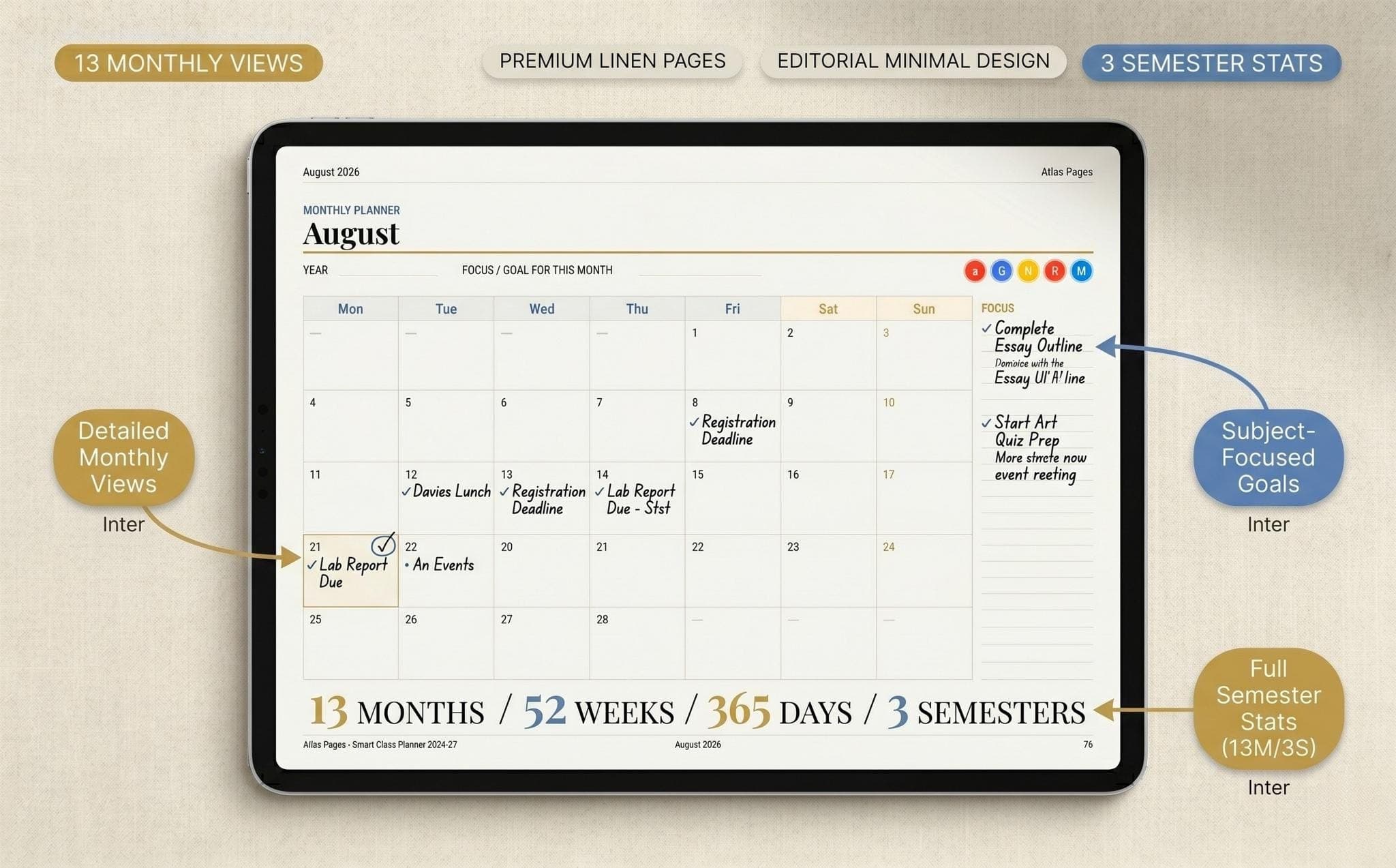 Smart Class Planner 2026-27 GoodNotes Digital Planner Cornell Notes iPad Template Fully Hyperlinked - Image 6
