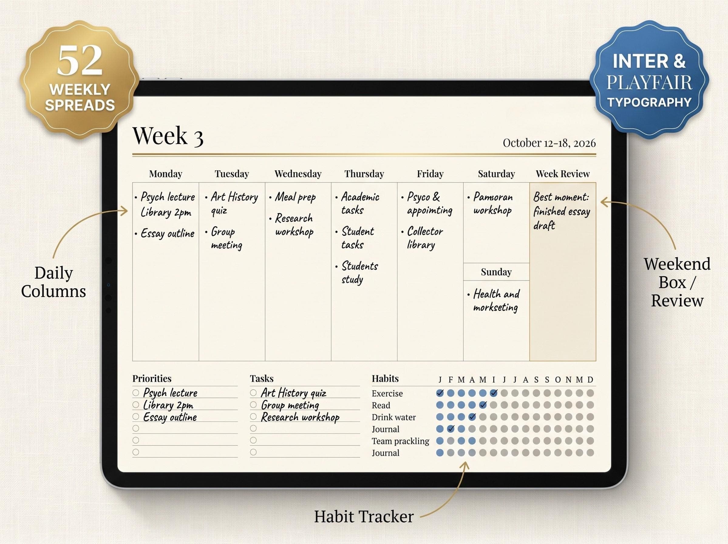 Smart Daily Planner Digital: Undated Hourly Schedule, Hyperlinked Pages (Digital Download) - Image 6