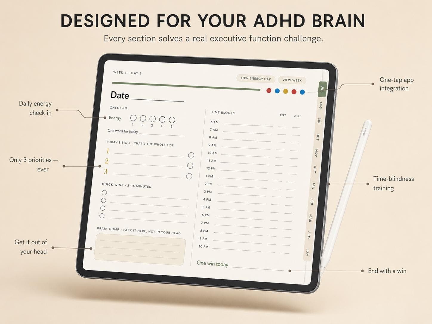 ADHD Planner 2026-2027, Undated Daily Weekly Monthly (Digital Download) - Image 3