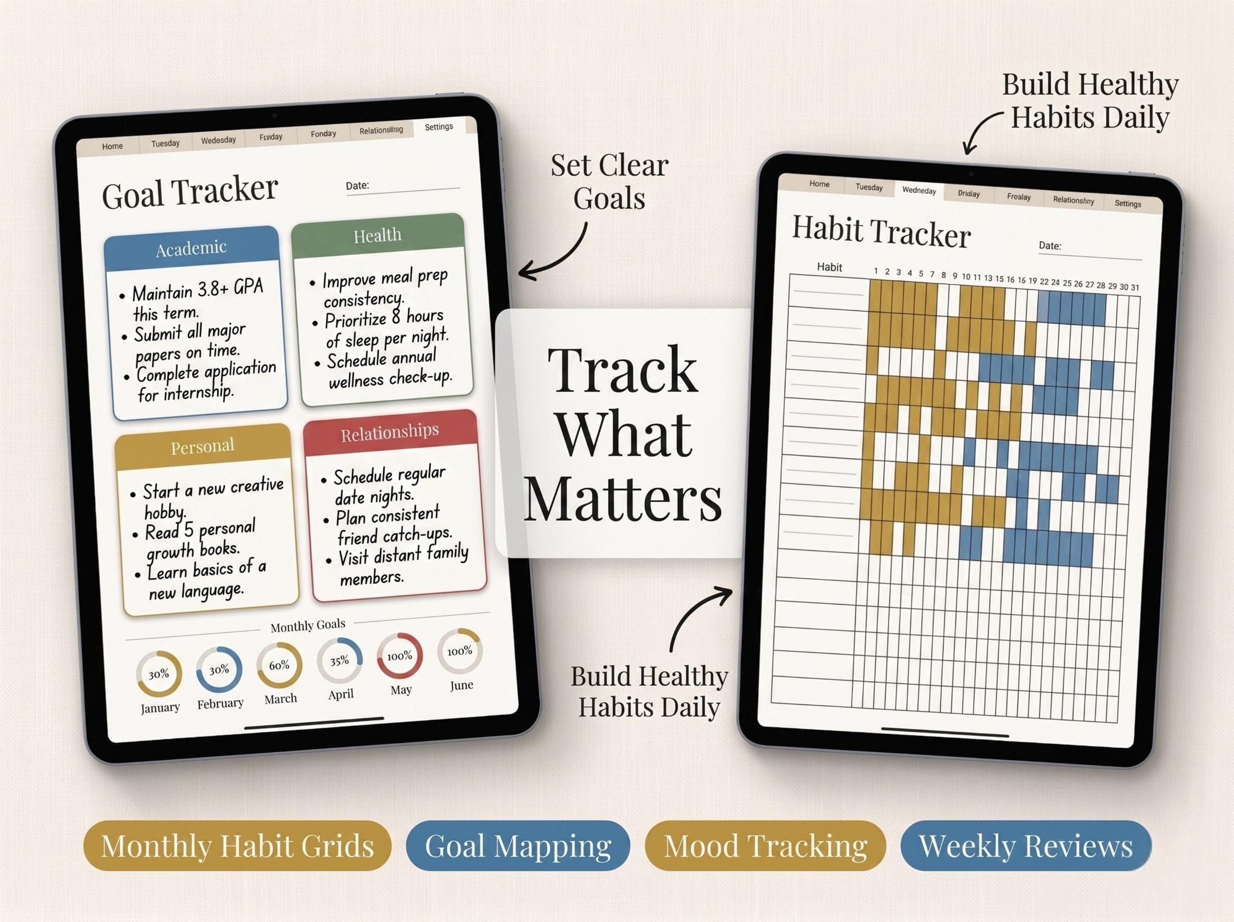 Smart Daily Planner Digital: Undated Hourly Schedule, Hyperlinked Pages (Digital Download) - Image 5