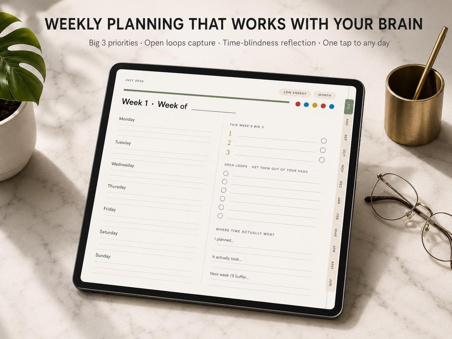 ADHD Planner 2026-2027, Undated Daily Weekly Monthly (Digital Download) - Image 4